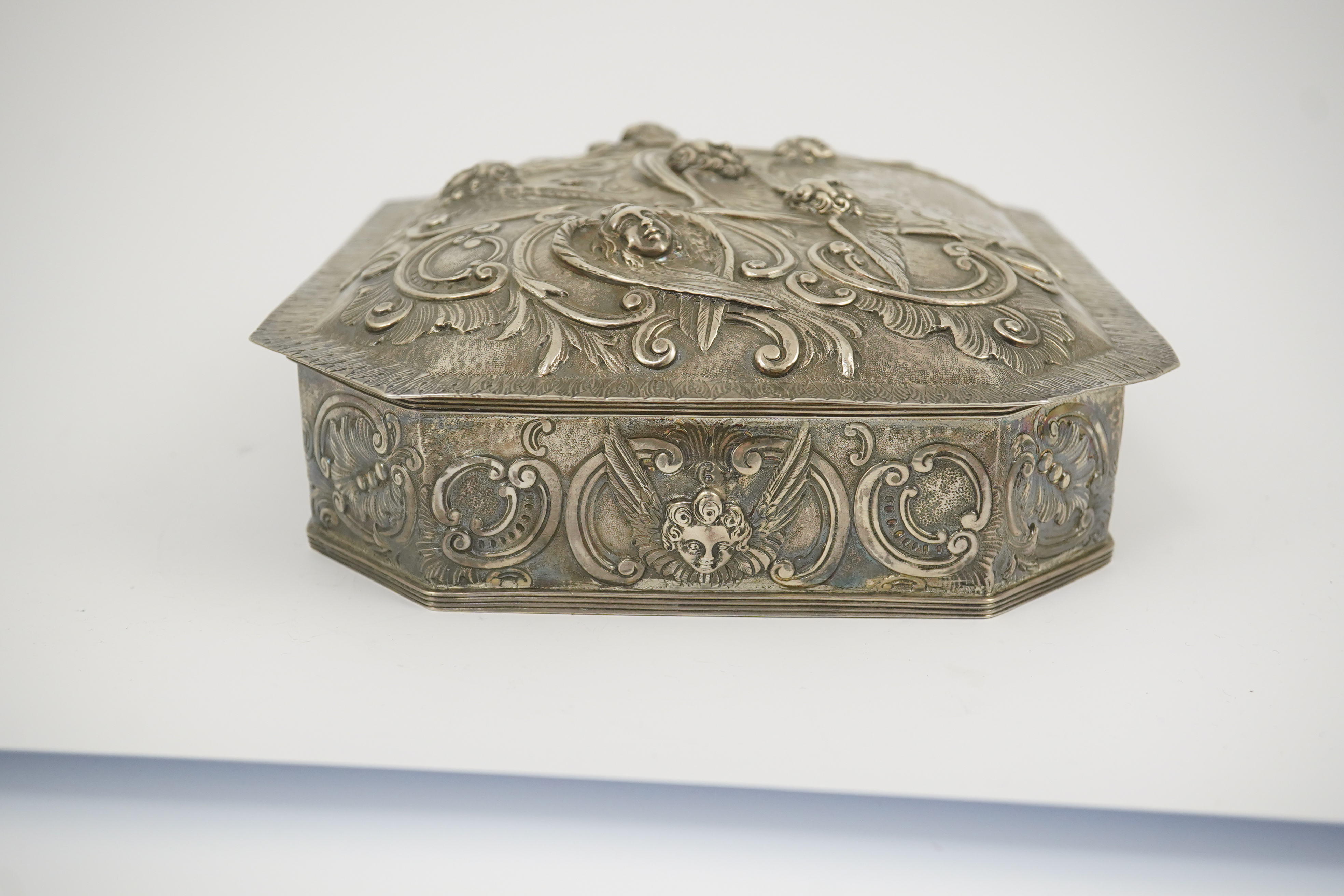 A 17th century style Continental silver casket